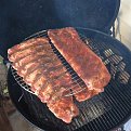 Cold out of the fridge, rubbed and on the grates.